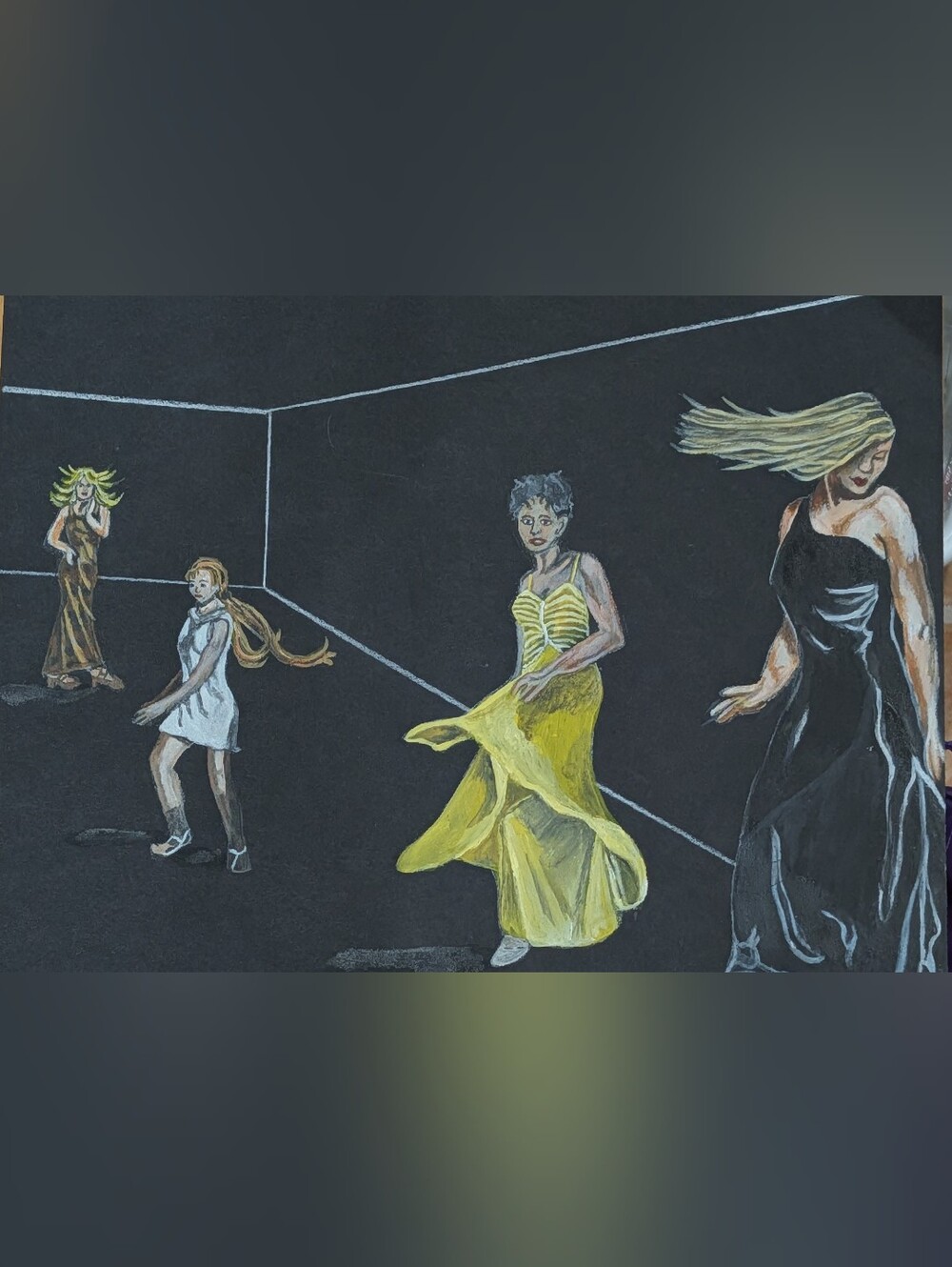 Figures Dancing Original Painting On Paper. Fashion Illustration